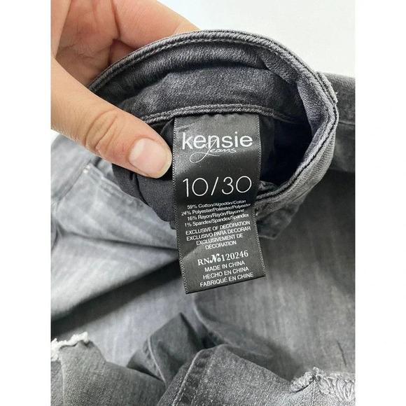 Kensie Jeans Women 10/30 Gray Patchwork Straight Denim Stretch Distressed - Picture 6 of 10